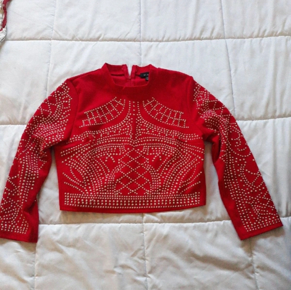 Rhinestone Red Crop top
